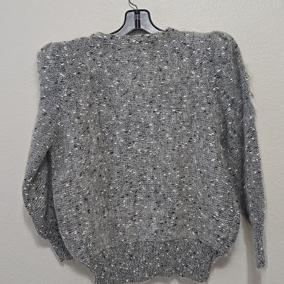 Vintage SWEATER Wool, Buttoned (M, ) Cardigan - multi/media/lapis lazuli/fur - Picture 7 of 11